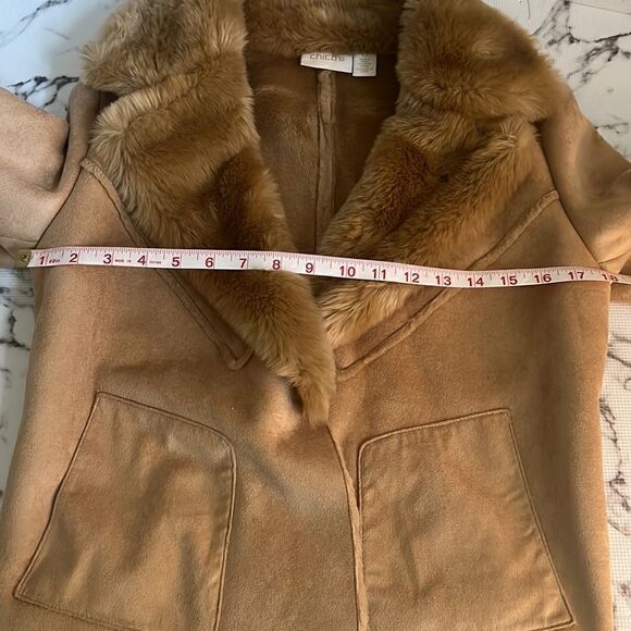 Chico’s Tan Faux Shearling and Faux Suede Leather Jacket Size Small - Picture 12 of 15